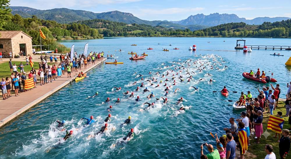 persones nedant a la travessa de banyoles