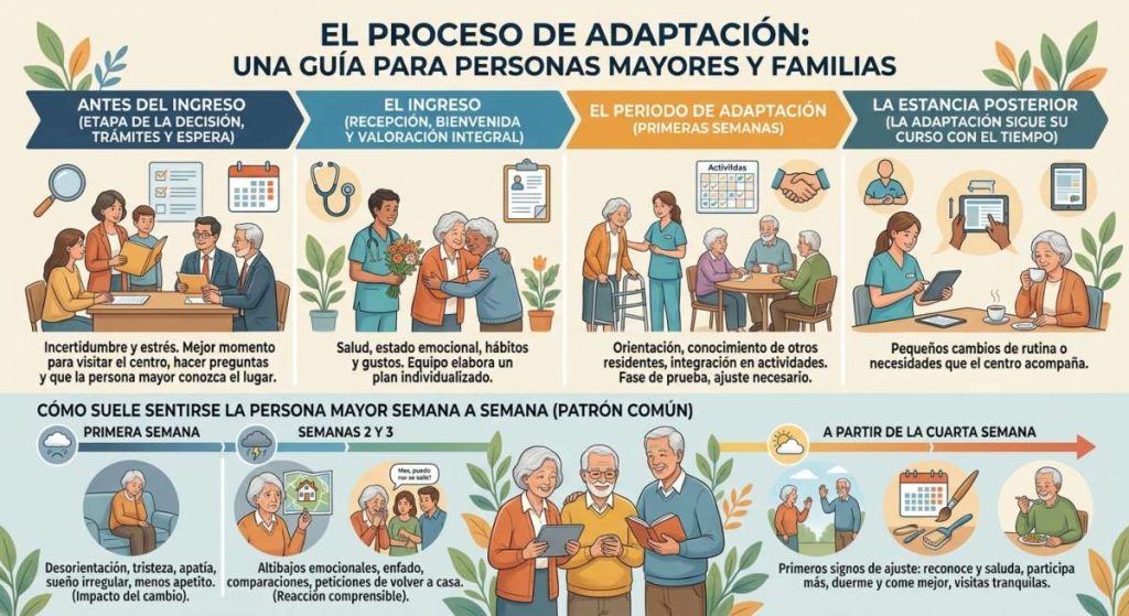 esquema del proceso de adaptación común en una residencia de ancianos